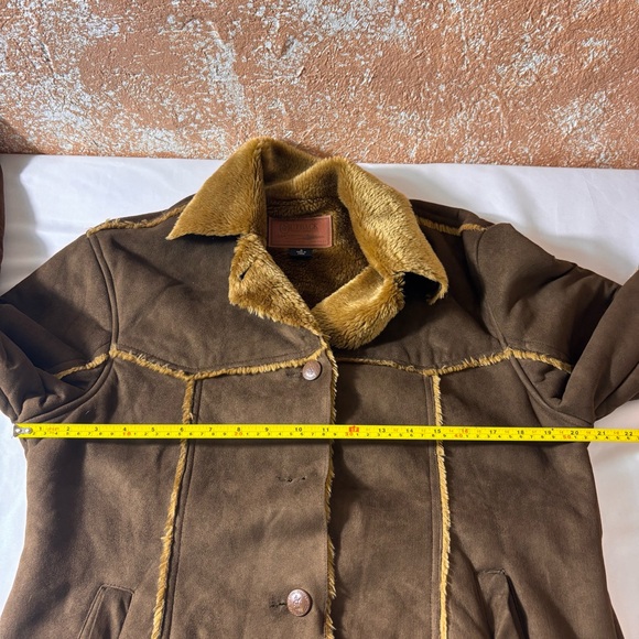 Outback Trading Co Shearling Western Jacket Embroidered Sleeves Brown Size Small - Picture 13 of 16